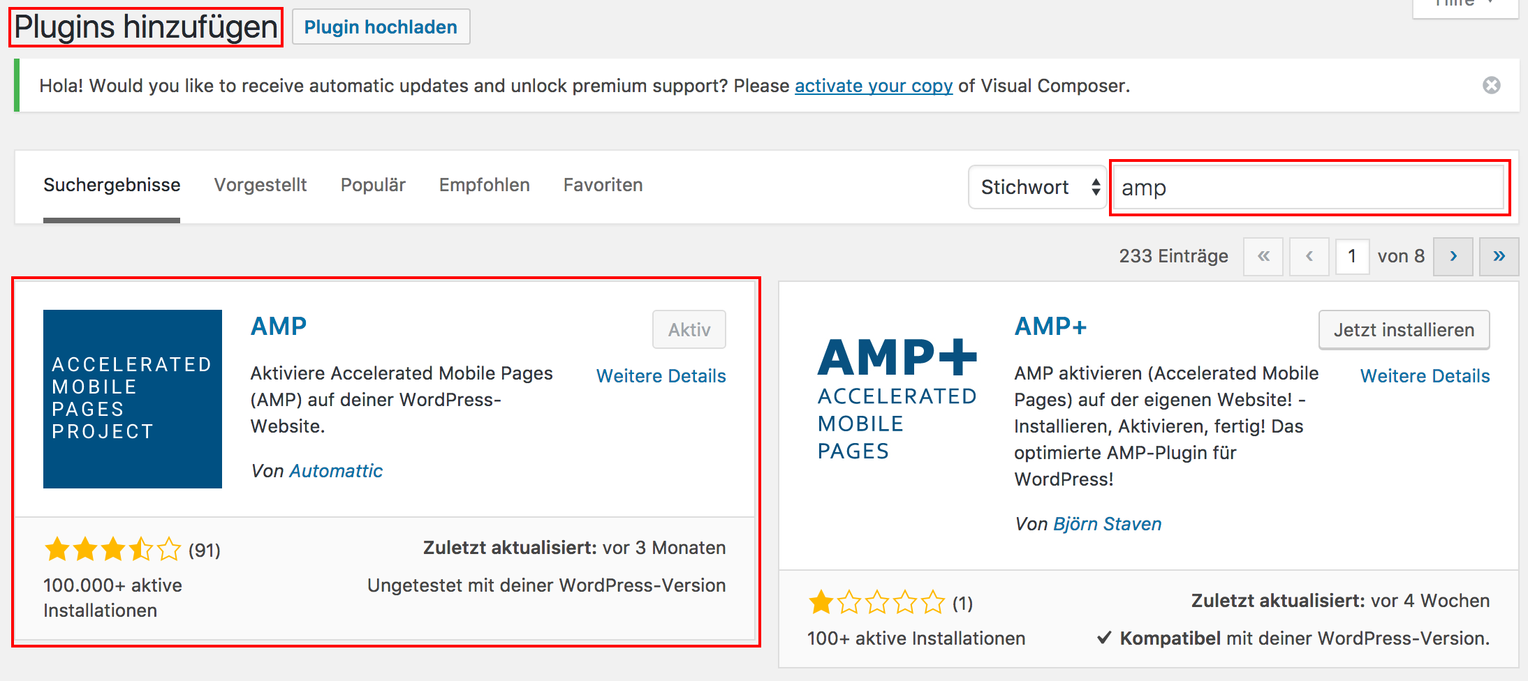 AMP Plugin für WordPress installieren